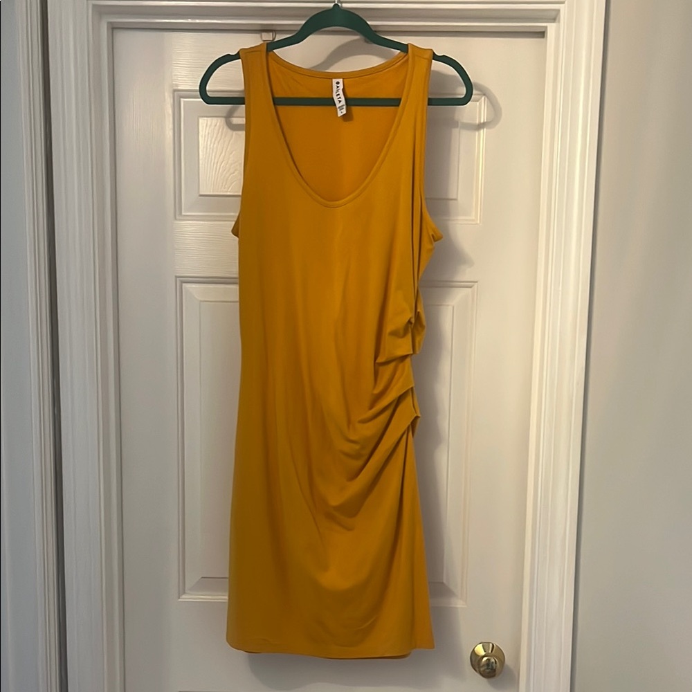 Athleta Yellow Ruched Dress